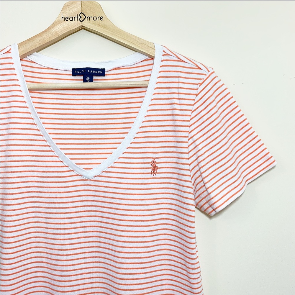 Ralph Lauren Striped V Neck Tee - Picture 2 of 3